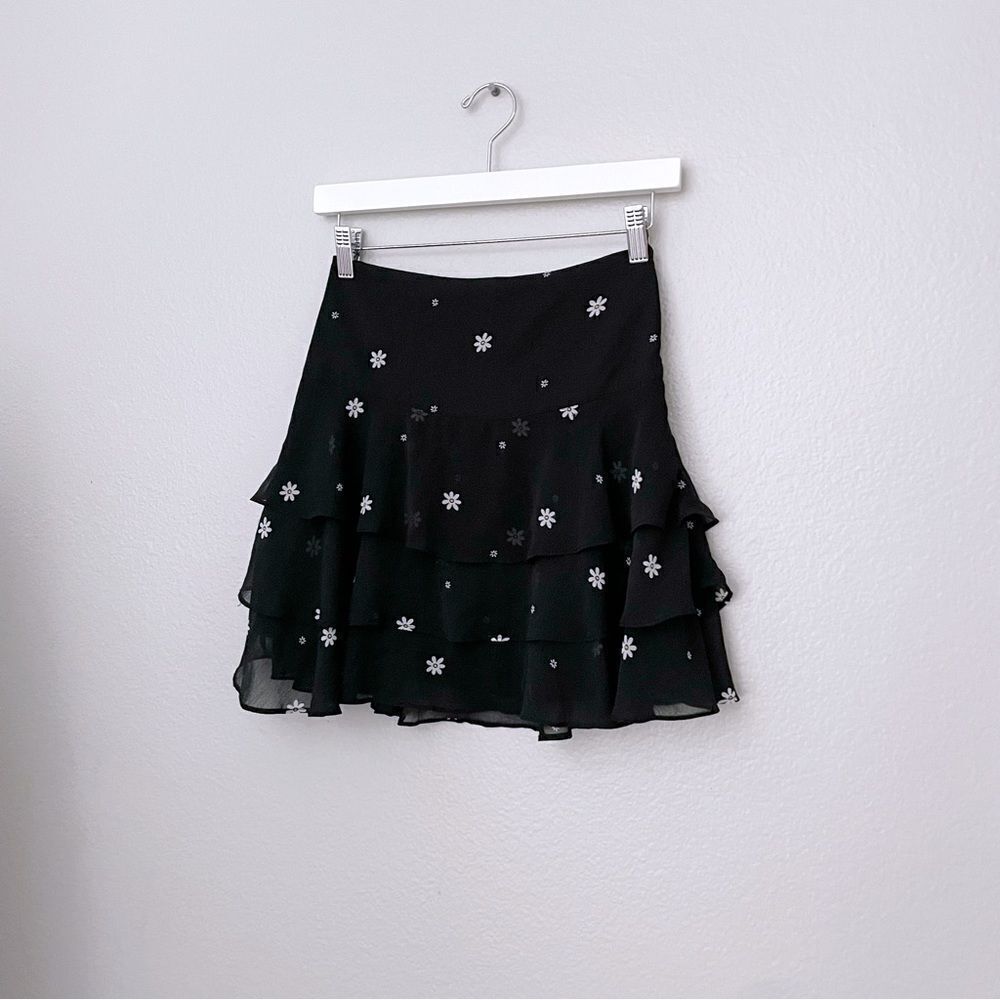 Daisy Flower Tiered Mini Skirt